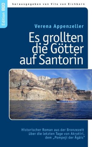 „Die Autorin setzt alle Mittel der Unterhaltungsliteratur ein. Der mutige Held und seine liebende Mutter fehlen ebenso wenig wie die Liebe der Schwester, der intrigante Bösewicht und der Tod des Vaters. Dörfer, Tempel und Paläste, Kaufleute, Priester und über allem Zeus, Landschaften, Seereisen und natürlich das Inferno, als der Himmel in Flammen stand, es ist alles drin.“ Kamaros, Sohn des Flottenobersten, darf in Kreta einen Maler zur Ausschmückung des väterlichen Hauses auswählen. Er findet Adamas, der drei Jahre auf Kalliste lebt, das Haus mit originellen Fresken ausmalt und sich in die junge Schwester Minea verliebt. Erdbeben künden den drohenden Untergang an und die Flucht gelingt in letzter Minute. Kamaros bleibt zurück und erlebt aus nächster Nähe den Ausbruch. Wird er die Katastrophe überleben?