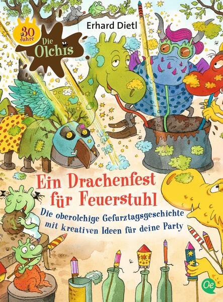 Krötigen Glückwunsch! Zum 30. Olchi- Gefurztag kommt das ultimative Partybuch für die olchigste Feier des Jahres - mit der Geschichte »Ein Drachenfest für Feuerstuhl« und muffelfurzstarken Party- Ideen! Schmücke deinen Tisch mit essbaren Gefurztagskerzen und lass es mit olchig- grünem Schleimeschlamm richtig schön krachen. Als Belohnung gibt es einen krötig- leckeren Drachenknochen und wunderbar olchig duftende Käsefüße. Die vielen bunten Illus versprechen oberolchigen Spaß.