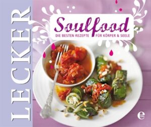 Essen und Trinken hält Leib und Seele zusammen', sagt ein Sprichwort. Stimmt - Soulfood macht happy! Wenn wir genießen, was uns schmeckt und noch dazu gesund ist, geht es uns eben einfach gut. Für das neue Kochbuch Soulfood hat die Lecker-Redaktion über 60 der beliebtesten Rezepte für Körper und Seele herausgesucht.Von heißen Suppen, Gerichten, die gut schmecken und trotzdem rank und schlank machen, über originelles Vegetarisches,Low-Carb- und antistress-Rezepte bis hin zu Powerdrinks und Süßem - viel Gemüse,bunte Farben, raffinierte Kombinationen, Abstecher in die internationale Küche, ein bisschen Fisch oder Fleisch hier und da - diese Rezepte machen einfach glücklich!