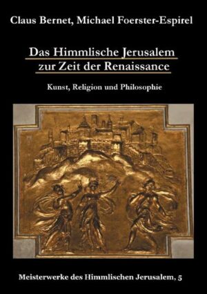 Die Renaissance war eine Zeit tiefster Umbrüche, die das Welt- und Menschenbild auf eine neue Grundlage stellte. Davon war die Naturwissenschaft, die Philosophie, die Politik ebenso betroffen wie Religion und Kunst. All diese Bereiche beeinflussten sich gegenseitig: neue Entdeckungen und Handelsbeziehungen führten zur Beschäftigung mit neuen Religionen, neu entdeckte Naturgesetze forderten die Theologie heraus, medizinische Entdeckungen wurden von der Philosophie reflektiert. Die Wissenschaften und Künste blühten. Zahlreiche Meister werden mit der Epoche der Renaissance in Verbindung gebracht, etwa Giovanni di Paolo, Hieronymus Bosch, Maarten van Heemskerck oder Jean Duvet. Auch der deutschsprachige Raum hat Meisterwerke zu bieten, zunächst denkt man an Lucas Cranach und Albrecht Dürer, der zweimal Oberitalien bereist hat, dann auch an Hans Holbein, Matthias Gerung, Virgil Solis, Tobias Stimmer oder Matthäus Merian, die sich alle über Bibelillustrationen mit dem Himmlischen Jerusalem beschäftigt haben. Die vorliegende Publikation stellt über 50 der schönsten Kunstwerke dieser Epoche vor, darunter Tafelmalereien, Wandfresken und Schmuckstücke, darunter: -Codex Palatino (1413) -Histoire extraite de la Bible (um 1415) -Kapelle Santa Croce in Mondovi (um 1450) -Tarotkarte (1452) -Wandmalerei in Taivassalo (1470) -Heilkundebuch (1474-1500) -Hieronymus Bosch: Tischplatte (1480-1500) -Cappella dei Santi Sebastiano e Michele, Celle di Macra (1484) -Wandmalerei aus Sanderum (um 1500) -Jerusalem-Anhänger (16. Jh.) -Marienlitanei aus Cré-Sur-Loir (1531) -Marienlitanei aus Ferté-Bernard (1533) -Maarten van Heemskerck: Brede en smalle weg (1571) -Katholische Vulgataausgabe (1573) -Christus-Armkreuz (1576-1650) -Rathausgemälde Lüneburg (1578) -Epigramme (1580) -Jean Cousin: Le Jugement dernier (um 1585) -Quedlinburg: Schalldeckel der Kanzel (1595) -Wandmalerei aus Santa Maria d’Arties (um 1598) -Description mystique (1603) -Zürcher Gedenkfenster (1647) -Lutherbibel (1670) -Johann Lund: Die jüdischen Heiligthümer (1701)