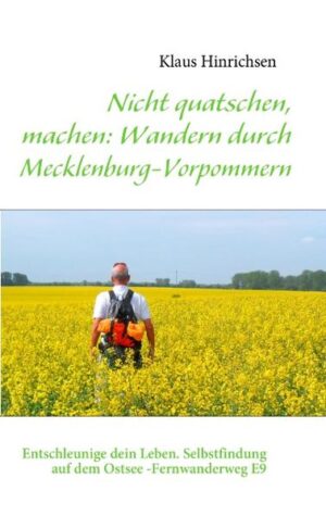 Spontan sein, sich Zeit nehmen, sich treiben lassen, nicht mehr vom Geiste lenken lassen, keine Rücksicht auf andere nehmen müssen, ein Gefühl von Freiheit - einfach die Füße laufen lassen, wohin sie wollen und das Leben etwas entschleunigen: Eine Wanderung entlang von Steilküsten, Wald- und Dünenlandschaften, Bodden- und Haffküsten quer durch Mecklenburg-Vorpommern. Entspannen und erholen durch Meerwasser, saubere und salzhaltige Luft auf dem E9 - Fernwanderweg von Travemünde entlang der Mecklenburger und Pommerschen Bucht bis Ahlbeck auf der Insel Usedom.