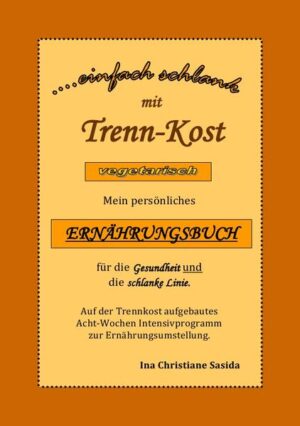 Trenn-Kost ist eine der bekanntesten und besten Ernährungsformen, die es gibt. Und die vegetarische Ausführung davon auch noch super gesund. Ernährungsbedingte Krankheiten gibt es heutzutage mehr als genug in unserer zivilisierten Welt und es ist dringend notwendig über seine Ernährungsgewohnheiten nachzudenken. Die Trenn-Kost tut viel für unsere Gesundheit und die Pfunde purzeln fast von alleine. Es werden dabei keine Kalorien gezählt und es darf (fast) alles gegessen werden, nur eben nicht alles zur gleichen Zeit, sonder - trenn-köstlich. Mit diesem acht-Wochen-Programm können Sie einfach und schnell in die Trenn-Kost einsteigen. Die Regeln der Trenn-Kost sind kinderleicht zu verstehen und problemlos für die ganze Familie umzusetzen, denn auch Kinder kommen damit sehr gut zurecht. Ob im Urlaub, im Büro oder im Restaurant, die Trenn - Kost ist überall anwendbar. Sie wird Ihnen ein neues Lebensgefühl bescheren, deshalb zögern Sie nicht zu lange sonder fangen Sie jetzt damit an.