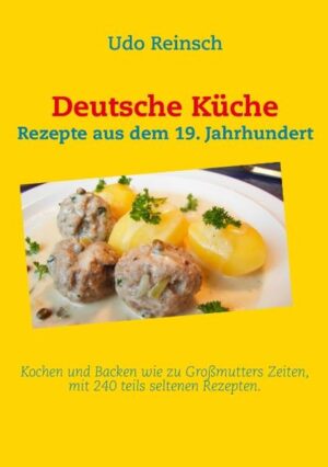 Deutsche Küche - Rezepte aus dem 19. Jahrhundert enthält 240 zum Teil seltene Rezepte, die aus einem alten handgeschriebenen Kochbuch übernommen wurden. Dieses handgeschriebene Kochbuch sollte der Altpapierpresse zugeführt werden, im letzten Augenblick bewahrte der Autor Udo Reinsch diesen Schatz deutscher Kochkultur vor dem Untergang.