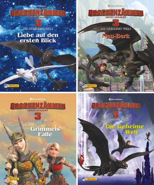 Begleite die Drachenreiter auf dem Weg in die neue Welt! Vier spannende Geschichten zum neuen Kinofilm: Liebe auf den ersten Blick Neu- Berk Grimmels Falle Die Geheime Welt