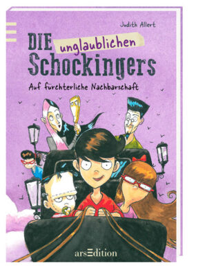 Die Schockingers sind eine unglaubliche Familie! Vater Seymour experimentiert mehr oder weniger erfolgreich im Keller herum, Mutter Agatha gibt es nur als schwarz- weiße Ausgabe, Tochter Edna kann mühelos die Gestalt von Tieren annehmen und Söhnchen Humbert ist kein Sturz zu hart. Nur Sohn Henry wäre nichts lieber als normal - stinknormal. Aber das ist gar nicht so einfach als Schockingersprössling ... Als das Schloss der Schockingers sich auf wundersame Weise in Luft auflöst, müssen sie mit Sack und Pack umziehen - und landen in einer spießigen Reihenhaussiedlung. Kein Wunder, dass die schräge Familie bei den Nachbarn ordentlich aneckt … da ist das Chaos vorprogrammiert! Die Schockingers sind der perfekte Gruselspaß für Fantasy- Freunde ab 8 Jahren.