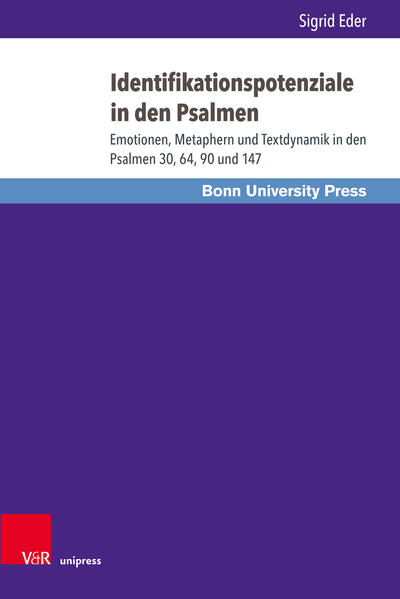 Ausgezeichnet mit dem Kardinal-Innitzer-Förderungspreis 2017. Wie ist es möglich, dass Lesende in literarische Texte einsteigen und diese »hautnah« miterleben? Von dieser Frage ausgehend erforscht Sigrid Eder die faszinierende Unmittelbarkeit der Psalmen, die bisher weder methodisch operationalisiert noch systematisch analysiert wurde. Unmittelbarkeit wird dadurch ausgelöst, dass sich Lesende mit den in den Psalmen erzählten Situationen, Bewegungen, Emotionen und Erfahrungen identifizieren können. Der Band nimmt das Forschungsdesiderat hinsichtlich textueller Identifikationspotenziale in den Psalmen zum Ausgangspunkt und eruiert Textstrategien, die Lesern und Leserinnen Identifikation ermöglichen. How is it possible that readers plunge into literary texts and experience them at first hand? Based upon this question, Sigrid Eder explores the immediacy of the psalms. Immediacy is based on the fact that readers can identify with the situations, experiences, emotions, characters and movements expressed in the texts. Therefore, the project aimed to find answer to the following research question: Which aspects of identification can be found in the psalms of the Hebrew Bible? So the aim of this project was it to analyse strategies of the texts, which enable readers to identify with the text-world described in the psalms.