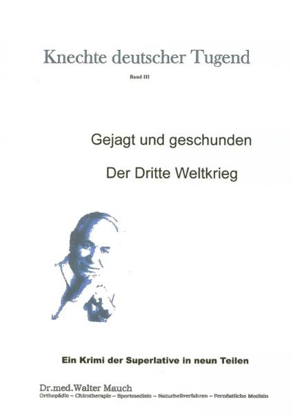 Gejagt und geschunden. Man jagt, wird gejagt, und ist man erlegt, wird man geschunden oder gleich gefressen. Eine typische menschliche Eigenart, die in den Genen verankert ist. Die Phönizier, ein stolzes und tüchtiges Volk wurden von den Römern in drei Kriegen platt gemacht. Alexander der Große räumte in Fernost auf, um schließlich selbst abgeräumt zu werden. Und bei uns die vielen Kriege zwischen Grafen, Fürsten, Königen. Das Zündeln steckt wohl im Blut. Schauen Sie die vielen Burgruinen von Köln bis zur Lorreley. Jetzt ist das Zündeln wohl auf die Parteien und Aktiengesellschaften übergesprungen. Natürlich, hier sitzen die Könige, Fürsten und Grafen, die von weltweit gekommen sind, um sich zu bedienen. Der Tag und die Nacht müssen doch einen Sinn haben. Vielleicht schaffen wir es, nochmals Ordnung in unseren Laden zu bringen. Viel Spaß bei diesem Lebenskrimi. Ihr Dr. med. Walter Mauch