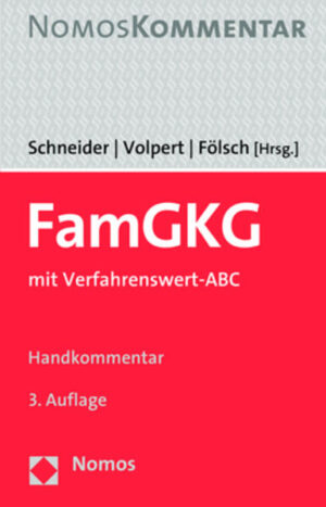 Der Handkommentar besticht durch seine fundierten und klar strukturierten Erläuterungen. Der „Hk- FamGKG“ behandelt alle zentralen Problemfelder und Abrechnungskonstellationen der Kostenrechtspraxis in Familiensachen. Die 3. Auflage widmet sich insbesondere der zwischenzeitlich ergangenen umfangreichen und zum Teil kontroversen Rechtsprechung zu den Allgemeinen und Besonderen Wertvorschriften. Die aktuelle Auflage informiert prägnant über die neueste Rechtsprechungspraxis zur Auffangvorschrift des § 42 FamGKG integriert die umfangreiche Rechtsprechung zu den Ehewohnungs- , Unterhaltsund Kindschaftssachen bespricht die erstmals vorliegenden Entscheidungen zum familiengerichtlichen Genehmigungsverfahren vertieft die Wertfestsetzung im Rechtsmittelverfahren und die Wertermittlung im einstweiligen Rechtsschutz erläutert präzise die Gebührentatbestände des Kostenverzeichnisses Vorteile für die Kostenrechtspraxis Umfangreiches und ausdifferenziertes Verfahrenswert- ABC zur raschen Ermittlung des Verfahrenswerts Durchgängige Verknüpfung von Kostenrecht und Verfahrensrecht Zahlreiche Fallund Berechnungsbeispiele Fälligkeit, Vorschuss, Vorauszahlung Kostenansatz, Kostenhaftung