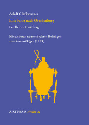 Adolf Glaßbrenner (1810-1876) kann nicht nur Berlinisch. Als „Hauptmitarbeiter“ der Zeitung „Der Freimüthige“ erprobt er an der Schwelle zum letzten Vormärz-Jahrzehnt neue Formen des Feuilletons. Dabei tritt er für eine liberale gesellige Kultur ein, bei der frei nach Schiller alle Menschen Brüder werden. In einer utopischen Verbrüderung gipfelt "Eine Fahrt nach Oranienburg". Die unbekannte Erzählung schildert zuvor einen Sonntagsausflug mit der Postkutsche und die Besichtigung der im Schloss Oranienburg untergebrachten Fabrik. Der Chemiker Runge gibt dabei die Parole zur Gründung eines von Glaßbrenner geleiteten Vereins aus, der im Zeichen von Humor und Champagner Egalité und Fraternité inmitten der preußischen Restauration inszenierte. Zu den Neuentdeckungen des Bandes gehört neben dem Fragment eines Eulenspiegel-Romans die Reportage über ein Wal-Skelett, in der ein Berliner Kleinbürger - der auch aus anderen Glaßbrenner-Satiren bekannte Rentier Buffey - in bestem Hauptstadtjargon „den Fisch erklärt“. Vorwort - Eine Fahrt nach Oranienburg - Kleine Beiträge zum "Freimüthigen" (1839): 1. Aus dem Berliner Volksleben. Brief des Herrn Buffey an Flitter, 2. Der Ball von Hoguet und C. Blum, 3. [Parodien auf Tieck, Spindler und Gutzkow], 4. Fastnachts-Feuilleton, 5. Königsstädter Theater. Sonnabend, den 23. Februar, 6. Rede an die Herren Aerzte Berlins, 7. Don Quixote im Ballet. Plauderei, 8. Der neue Eulenspiegel, 9. Herr Chevalier de Ferrer, 10. Höchst verwerfliche Scherze über ernste Gegenstände, 11. Carl Seydelmann’s Vorlesung zum Besten des Lessing-Denkmals, 12. Tagebuchblätter eines reisenden Hegelianers, 13. Volksblätter, 14. Der Wallfisch und Herr Buffey im Cirque olympique, 15. Don Carlos, 16. Herr Ludwig Rellstab - Kommentar - Index