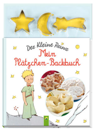 Großes Backvergnügen mit dem Kleinen Prinzen! - Jedes Backrezept mit gut verständlicher Anleitung und brillantem Food-Foto - Jeweils mit Schwierigkeitsgrad, Zutaten- und Zubehörlisten - 3 tolle Plätzchen-Ausstechförmchen in Form von Stern, Mond und Komet aus rostfreiem Edelstahl Backen ist ein Riesenspaß! Komm mit und lass dich vom Kleinen Prinzen in seine himmlische Welt entführen: In dieser kindgerechten Rezeptsammlung finden sich jede Menge leckerer Plätzchenrezepte, die Kinder ganz leicht gemeinsam mit ihren Eltern nachbacken können. Ob Buttergebäck, Florentiner, Walnusstaler, Orientalische Halbmonde oder Nougat-Herzen: Hier ist für jeden Geschmack und jeden Anlass das passende Gebäck für Klein und Groß dabei. Alle Rezepte sind bebildert und Schritt für Schritt erklärt. Zu jedem Rezept sind der Schwierigkeitsgrad und die benötigten Küchenutensilien angegeben. Eine ausführliche Einleitung mit den wichtigsten Grundlagen, Arbeitstechniken und zahlreichen praktischen Tipps ergänzt das Backbuch und sorgt dafür, dass die ersten Backversuche gelingen. Großes Extra: 3 tolle Plätzchen-Ausstechförmchen aus rostfreiem Edelstahl in Form von Stern, Mond und Komet für alle kleinen Prinz-Fans! Mit dem Kleinen Prinzen ist Backen für Kinder ab 5 Jahren kinderleicht!