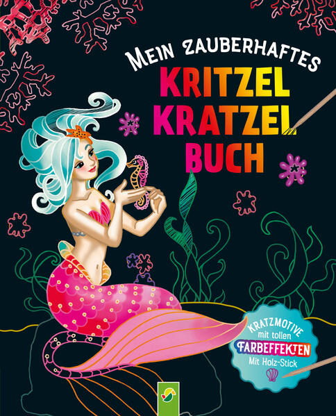 Das zauberhafte Kratzbuch für Kinder! • 17 Kratzbilder mit unterschiedlichen Farbeffekten • Extra: mit kreativen Bastelideen für deine Kratzbilder • Jedes Kratzbild auch zum Heraustrennen und Verschenken • Mit Bambus- Stick Bring Farbe ins Dunkel! Als Kratzkünstler verwandelst du die schwarzen Seiten in farbenprächtige Bilderwelten. Mit dem beiliegenden Holz- Stick entfernst du dafür einfach Stück für Stück die schwarze Schicht. Darunter warten zauberhafte Prinzessinnen, magische Wolkenpferde, niedliche Tiere und vieles mehr! Die bunten Umrisslinien leiten dich dabei. Vervollständige die großformatigen Szenenbilder und male die linken Seiten mit deinen Buntstiften farbig aus. Oder willst du selbst kreativ werden und eigene Bilder und Szenen erschaffen? Befolge die Anleitungen und kratze die Figuren Schritt für Schritt auf den freien Flächen nach. Oder erschaffe ganz einfach und frei eigene Szenen und Motive! Das ganze Buch ist freigekratzt? Dann lerne auf den Kreativseiten wie du eigenes Kratzpapier erschaffst und daraus tolle Kunstwerke bastelst. Auf die Stifte, fertig und losgekratzt! ACHTUNG! Nicht fuer Kinder unter drei Jahren geeignet. Erstickungsgefahr wegen verschluckbarer Kleinteile.