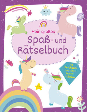 Tauche ein in die zauberhafte Welt der Zauberpferde und Einhörner! • Bunter Rätselund Stickerspaß für Kinder ab 4 Jahren • Ausmalbilder, Labyrinthe, Von Punkt zu Punkt, Suchbilder und vieles mehr • Mit spannender Geschichte und Einhorn- Steckbriefen Löse knifflige Rätsel, male lustige Motive aus und verziere die Seiten mit kunterbunten Stickern. Mit Quizfragen, Steckbriefen und einer tollen Geschichte: Erfahre viel Spannendes über Zauberpferde und Einhörner. Achtung: Nicht für Kinder unter 3 Jahren geeignet. Erstickungsgefahr wegen verschluckbarer Kleinteile!