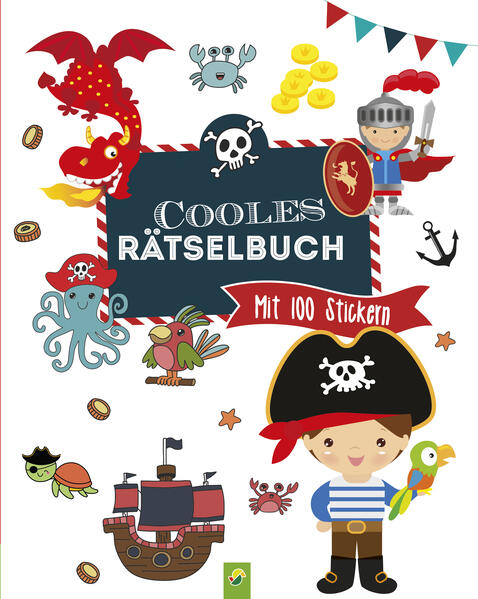 Das coole Rätselbuch für Kinder ab 4 Jahren zu den Lieblingsthemen Piraten, Ritter, Weltall und vielem mehr! • Mit Suchbildern, Labyrinthen, Von Punkt zu Punkt, Unterschiede finden und Schattenbildern • 3 in 1: Ein Buch voller spannender Rätsel, kreativer Ausmalbilder und cooler Sticker • Mit 100 kunterbunten Stickern Komm mit auf eine spannende Reise und löse zusammen mit dem kleinen Piraten oder dem furchtlosen Ritter spannende Rätsel ! Ob auf dem Piratenschiff, im Weltall, auf Schatzsuche, beim Riesenkraken oder auf der Ritterburg: Auf jeder Seite gibt es viel zu entdecken! Finde den Weg durch knifflige Labyrinthe, löse die Von- Punkt- zu- Punkt- Rätsel, finde die Unterschiede im Suchbild oder ordne die richtigen Schatten zu. Mit diesem Buch wird dir garantiert nicht langweilig! Dieses coole Rätselbuch beinhaltet all deine Lieblingsthemen und sorgt für stundenlangen Rätselspaß. Besonderes Extra: 3 in 1 - in diesem Buch findest du neben den abwechslungsreichen Rätseln auch tolle Ausmalbilder und 100 farbenfrohe Sticker! Perfekt geeignet für zuhause und unterwegs: Mach es dir in deinem Zimmer gemütlich oder hab deine Lieblings- Rätsel immer mit dabei und rätsel dich unterwegs durch das Buch. Dank des handlichen Softcovers kann das Buch gut überall mit hingenommen werden. Das große Format bietet genug Platz zum Hineinschreiben, Linien ziehen, Malen und Punkte verbinden. ACHTUNG! Nicht für Kinder unter 3 Jahren geeignet. Erstickungsgefahr wegen verschluckbarer Kleinteile.