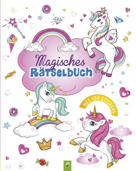 Das magische Rätselbuch für Kinder ab 4 Jahren • Mit Suchbildern, Labyrinthen, Von Punkt zu Punkt, Unterschiede finden und Schattenbildern • Ein Buch voller spannender Rätsel, kreativer Ausmalbilder und cooler Sticker • Mit 100 coolen Stickern Komm mit auf eine zauberhafte Reise in die wunderbare Welt der Einhörner und Zauberponys! Im Zauberwald und beim Ball der Prinzessin, auf der Weide der Zauberponys, im Schloß der Einhörner und bei den Feen. Auf jeder Seite gibt es viel zu entdecken! ACHTUNG! Nicht für Kinder unter 3 Jahren geeignet. Erstickungsgefahr wegen verschluckbarer Kleinteile.