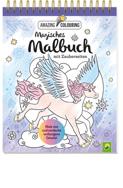 Magisches Malbuch: Male aus und entdecke eine fantastische Welt! • 24 magische Ausmalbilder von Feen, Einhörnern, Meerjungfrauen und vielen weiteren Fabelwesen • Malbuch mit Überraschungseffekt: Beim Ausmalen mit Buntstiften kommen verborgene Figuren, Muster und Details zum Vorschein. • Mit besonderem Extra: Auf der ersten Seite findest du eine Landkarte der magischen Welt. Enthülle die versteckten Bilder und finde heraus, wo die zauberhaften Wesen leben. • Fördert Kreativität, Konzentration und Feinmotorik • Ab 8 Jahren Komm mit auf eine magische Mal- Reise: Entdecke auf den 24 Bildern viele tolle Details einer fantastischen Welt! Welche verzauberten Tiere verstecken sich im Wald? Wer begleitet die kleinen Elfen? Bestaune das Muster auf dem Kleid der Blumenfee und enthülle alle Details des funkelnden Himmels, durch den das magische Zauberpferd fliegt. Das Beste dabei: Auch wenn du bisher noch nicht viel Erfahrung mit dem Ausmalen detailreicher Bilder hast, wirst du auf diesen Seiten erfolgreich sein! Male die Bilder einfach mit Buntstiften aus und lass dich überraschen, welche verborgenen Figuren, Muster und Details wie durch Zauberei auftauchen. So wird jedes Bild ein ganz besonderes Kunstwerk! Mit Landkarte: Die erste Seite im Buch zeigt eine magische Landkarte dieser Fantasiewelt. Male sie aus und entdecke, wo die märchenhaften Wesen leben. Wo gefällt es dir am besten? Bei den Meerjungfrauen am Fluss, in der Nähe des verzauberten Schlosses oder im Zauberwald? Beim Ausmalen der Bilder sind deiner Fantasie keine Grenzen gesetzt und du kannst dir deine eigene Zauberwelt schaffen. Das Papier in diesem Buch ist besonders stabil, so kannst du deine Kunstwerke leicht aus dem Buch schneiden und aufhängen oder verschenken!