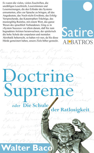 Es waren die vielen, vielen Zuschriften, die unzähligen Leserbriefe, Leserstimmen und Lesermeinungen, die den Erfinder des Systems ermunterten, alles zur Sprache zu bringen, all das Angedeutete, das Noch-nicht-Erwähnte, das Erfolg-Versprechende, das Katastrophen-Trächtige, das mustergültig Ruinöse, mit einem Wort, das ganze Wesen des sprachlich Vorhandenen. Ging es in 'System Success' vor allem darum, daß Sie zum begnadeten Artisten heranwuchsen, der spielerisch die hohe Schule der corpularen und mentalen Akrobatik beherrscht, so haben wir nun, da Sie diese Hürde gemeistert haben, unsere Ziele höher gesteckt. Das doktrinäre Training wird Sie - nach bestandener Prüfung - zum universal-sanitären Medizinmann promovieren. Ziehen Sie die Turnschuhe aus und legen Sie den weißen Kittel an.