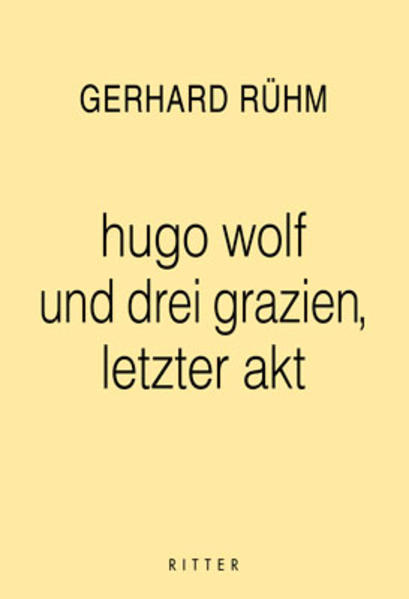 Gerhard Rühms Text „hugo wolf und drei grazien, letzter akt“ ist als performatives Bühnenstück wie auch als radiophoner Text im Sinne der „Konkreten Poesie“ konzipiert. Jede der fünf auftretenden Personen spricht ausschließlich Wörter auf einen der Vokale u, o, a, e, i. Der Komponist Hugo Wolf (u, o), dem unter Bezugnahme auf seine, von einer frühen Syphilisinfektion herrührende, bewusstseinsspaltende Erkrankung eine Doppelrolle zugewiesen wird, hatte drei intensive Liebesbeziehungen. Es ist ein merkwürdiger Zufall, dass in den Vornamen der Frauen (Valy, Frieda, Melanie) jeweils zu Beginn die Vokale a, i, e aufscheinen. Wie aus dem Titelzusatz „letzter akt“ ersichtlich, konzentriert sich der Text auf Wolfs letzte Lebensphase, die einerseits von Wahnvorstellungen, andererseits von zunehmender körperlich-geistiger Erstarrung bestimmt war. Das Erscheinen der „grazien“ (a, i, e!) lässt sich so in diesem Kontext als halluzinative Projektion Wolfs interpretieren, während die progressive Reduktion und semantische Verwischung des Wortbestandes in seiner zunehmenden akkordischen Überlagerung als modellhafter Prozess allmählichen mentalen Versiegens gedeutet werden kann: Gesagtes verliert sich in reinem Klang.