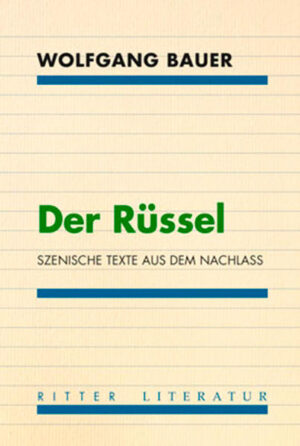 Wolfgang Bauers Drama „Der Rüssel“ (1962), das bis vor kurzem - abgesehen von einer einzigen Szene - als verschollen galt, ist eines der frühesten und konsequentesten Beispiele des Theaters des Absurden in deutscher Sprache. Im alpinen Setting um eine Bauernfamilie namens Tilo mit ihren drei erwachsenen Enkelsöhnen, um die junge Braut Kellerbirn Anna, Bürgermeister Trauerstrauch, Kaplan Wolkenflug und & Co. verändern sich infolge Klimaerwärmung Flora und Fauna: Palmen sprießen, metergroße Riesenschnecken spenden Gaumenfreuden. Ein aus dem Gebirgsbach geborener Elefant verkeilt sich mit seinem Rüssel im Haus der Tilos