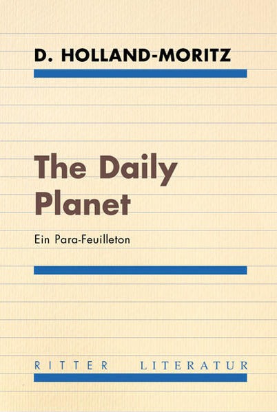 „The Daily Planet“ versammelt ein Best Of von Detlef Holland-Moritz’ Kurzprosa der letzten Jahre zu einer literarischen „Konzeptzeitung“ mit „Leitartikeln“, „Breaking-News“, „Reisebeilagen“ und einem Fortsetzungsroman à la Perry Rhodan, um das zu berichten, was sonst keine Nachrichten bringen. Als Aficionado streift der Autor durch Galerien und Musik-Clubs (West-)Berlins und kreiert, deren Events und Protagonisten kommentierend, eine kühn mäandernde Form der Kritik, in die persönliche Spurensuche und Zeitanalyse eng verwoben sind. Rückblicke bis in die 1960er führen über eine Szene-Chronik zwischen hochfliegenden Ideen und substanzbedingten Abstürzen hinaus und rufen ein widerständiges Denken in Erinnerung, das stets über die Segregationsgrenzen des Undergrounds hinausreicht. Holland-Moritz’ Recherche nach Gegenkonzepten jenseits von Freiheitsschimären und obsoleter Idyllen setzt die Programme seiner letzten Bücher „Fan Base Pusher“ und „Promoter“ fort: Das heiter-melancholische, intelligent-angriffige Journal „The Daily Planet“ empfiehlt sich als Leitmedium für die konsequente Arbeit am eigenen ästhetischen und politischen Bewusstsein - ein Leben lang.