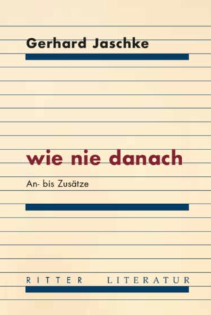 Der Band knu?pft konzeptionell an Gerhard Jaschkes Bu?cher „Gemischte Freuden“ und „Geliehene Leben“ an: Betrachtungen, Lektu?renotizen, Vorgefundenes, Erinnerungen eines Kunst- und Literaturbegeisterten, der sich selbst als „Kind der Wiener Gruppe“ bezeichnet und seit den 1970er Jahren als Vermittler und zentraler Akteur der o?sterreichischen Neoavantgarde wirkt. Mit ungebrochener Verve leisten Jaschkes sprachku?nstlerische Mittel Widerstand gegen die Ru?cksichtslosigkeit der „Schnellstlebigen“ und gegen eine zunehmend infantile Medienwelt. Lebensphilosophische und andere Zitat-Perlen wirbeln den sprachlichen Einheitsbrei aus der Flimmerkiste auf, und aus deren Binsen la?sst Jaschke anagrammierende Lautgedichte sprießen. Im Gefu?hl, nicht nur pandemiebedingt an den Fußboden seiner Wohnung angeschraubt zu sein, geht der Autor dem Einfluss von ta?glich mehrstu?ndigem Fernsehkonsum auf das Denken und ein Leben ohne Erleben nach. Im Rhythmus des Umschaltens improvisiert er aus schalem Aufgeschnappten anarchisch-pointierte Wort- und Satzkreationen. Gerhard Jaschke veredelt heutigen TV-Sprech in Rapper-Manier zu Kabinett-Stu?cken „zustands-befreiender“ Poesie!