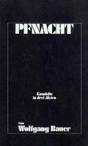 Diese 1982 uraufgeführte Komödie folgt bereits der formal-realistischen Tradition: Sie erzählt eine Kriminalgeschichte, deren Protagonist, der Dichter Pfnacht (in immer neuer Gestalt begegnet er uns in späteren Stücken wieder), ohne Rücksicht auf die Grenzen der Legalität lebt - eine der Variationen des asozialen und amoralischen Bohème-Helden der dramatischen Welt Wolfgang Bauers.