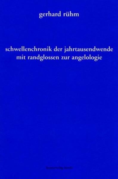 Für den ›steirischen herbst‹ 2001 schrieb Gerhard Rühm ein Auftragswerk, ein 'konzertantes Sprechstück' für Elektropiano, eine Männer- und mehrere Frauenstimmen. Komposition und vollständiger Text dieser Arbeit sind in diesem Band versammelt. Dem zumindest kalendarisch bemerkenswerten Ereignis der Jahrtausendwende tritt Rühm entgegen, indem er zwölf Presseberichte aus dem Zeitraum der zwei Wochen vor und nach dem Silvester 1999 einer musikalischen Bearbeitung unterzieht. Zur musikalischen Bearbeitung journalistischer Realität merkt Rühm an: 'die gesangseinlagen sind also nicht bloss klangdekor, sondern haben innerhalb des ganzen auch aussagefunktion. die flucht vor krasser realität führt häufig in illusionäre wunsch- und scheinwelten, die, wie die verführungsmacht von konfessionen und ideologien zeigt, bis zu selbstopferungen und fanatischen massenschlächtereien für wahr genommen werden. das resultat ist wieder grausame realität.' Die hier angesprochene religiöse Komponente tritt bei Rühm in Zitaten engelskundlicher Werke an die Seite dieser Realität.