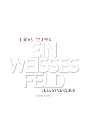 Ein weißes Feld besteht aus vielen, meist kürzeren Passagen, denen jeweils ein Hauptwort vorangestellt ist: »Serviette«, »Milch«, »Auflauf« usw. Lucas Cejpeks neues Buch folgt somit einem lexikalischen Prinzip, doch die Begriffe sind nicht alphabetisch geordnet, sie sind auch nicht chronologisch entstanden, sondern folgen einer sich im Schreibprozess entwickelnden und sich selbst fortspinnenden Dramaturgie - so durchziehen den Gesamttext zahlreiche Fäden, die unterschiedliche Dinge miteinander quer durch die Zeit verbinden. Zwei Worten, »weiß« und »ich«, kommt eine besondere Bedeutung zu, sie mäandern wie ein Fluß durch alle Einzelfelder. Weiß ist für Cejpek eine neutrale Farbe, die das ungewisse Ergebnis einer Selbsterkundung symbolisiert - das Ich als unbeschriebenes und unbeschreibbares Blatt: »Indem man aus sich heraustritt, wird einem die eigene Identität fragwürdig. Das mystische Erlebnis ist ein paradoxer Zustand: Man wird gerade dann identisch mit sich, wenn diese Identität immer weniger greifbar wird.« Lucas Cejpek gibt sich keinen Illusionen hin, er weiß, »Ich« kann jeder sagen. Im Weißen Feld jedenfalls gibt es viele für ihn wichtige und von ihm zitierte Künstler, Schriftsteller, Weggefährten, die über sich und ihre Arbeit sprechen. Das eigene Autoren-Ich beginnt sich so aufzulösen: »Während des Schreibens an meinem Weißen Feld habe ich bemerkt, wie stark sich die Toten zu Wort melden