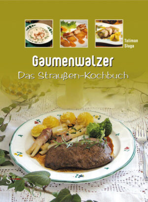 Mit Straußenfleisch können alle kulinarischen Tänze getanzt werden, natürlich auch Walzer. Straußenfleisch bedeutet fast ausschließlich Edelteile und Innereien. Es lässt sich äußerst vielfältig interpretieren und ist darüber hinaus sehr gesund, hat es doch noch günstigere Werte als übliches Geflügelfleisch. Als vor 12, 15 Jahren die Rinderwahnkrise eine Suche nach einer gesichert gesunden Alternative stattfand, wurde man rasch beim afrikanischen Strauß fündig. Mittlerweile gibt es allein der Steiermark rund ein Dutzend Züchter, die das gar nicht mehr so exotische Fleisch, Eier, Würste, Schinken, Leberaufstriche u. a. m. vermarkten. Fleisch und natürlich die imponierenden Eier sind eine vielseitige, gesunde und geschmackvolle Basis für unterschiedlichste Gerichte: Straußenfilet mit Käsepolenta Gegrilltes Straußensteak mit Paprika-Dip und Salsa-verde Straußenzopf mit Schafskäse überbacken Glasnudelsalat mit Strauss und Birnen Gefülltes Straußenmedaillon im Lauchmantel Gegrillte Filetstreifen mit Spargel und roten Rüben Eintopf vom Strauss Straußenherz in Wurzelgemüse-Rahm-Soße Straußenleberparfait Straußeneierspeise mit Spargel Großfamilien-Straußenomelette Tanzen Sie den Gaumenwalzer, dieses Kochbuch bietet genügend Anleitungen und Hintergründe dazu.