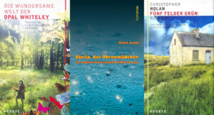 Alle drei Bücher haben etwas gemeinsam: Es sind literarische Zeugnisse von außerordentlichen Begabungen, die das gewohnte Schema vom phantasievollen Autor, der Geschichten ausdenkt, durchbrechen. Die wundersame Welt der Opal Whiteley ist das Tagebuch einer Sechs- und Siebenjährigen, die um 1900 in den Wäldern Oregons aufwuchs und eine überwältigende naiv-weisheitsvolle Sicht auf die Natur besitzt. Stella, das Ohrenmädchen, erzählt die Geschichte einer Gehörsensitiven, die mit ihrer einmaligen intuitiven Begabung in die Innenräume der Welt eindringt. Fünf Felder Grün ist ein Meisterwerk der irischen Literatur, eine Saga um die eigenwilligen Winnie O’Brien, geschrieben von Christopher Nolan, der spastisch gelähmt war und nur mit einem um den Kopf umgebundenen Stab einzelne Buchstaben anschlagen konnte und zwölf Jahre an diesem Roman arbeitete. Lesestoff, der die Grenzen des alltäglich Menschlichen sprengt.