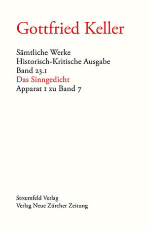 Der Apparatband zum «Sinngedicht» führt die sich über Jahrzehnte hinziehende Entstehungsgeschichte des Textes mit ihrer engen Verflechtung von Autor und Verlegern vor Augen. Die Beschreibung der handschriftlichen und gedruckten Textzeugen ermöglicht unter anderem den Einblick in die Problematik der Textdarbietung, während im Variantenverzeichnis erstmals die Varianten sämtlicher autorisierter Textzeugen aufgeführt werden. Den Hauptteil der umfangreichen Dokumentation bilden - neben den Quellentexten - die Auszüge aus Kellers Korrespondenz mit Verlegern, Freunden und Schriftstellerkollegen, wobei die vielen, bisher meist unpublizierten Briefe von Franz Duncker, Julius Rodenberg und Wilhelm Hertz von besonderem Interesse sind. Mit CD-ROM.