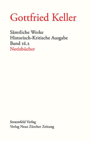 Die «Studienbücher» (16. 1) geben Einblick in die Zeit von 1836 bis 1841. Sie dokumentieren auf anschauliche Weise Kellers anfängliche Unentschiedenheit zwischen künstlerischer und schriftstellerischer Tätigkeit. Bleistiftskizzen, Reflexionen zu Natur und Kunst und tagebuchhafte Eintragungen wechseln mit lyrischen, erzählerischen und dramatischen Texten. Neben Exzerpten aus zeitgenössischen Publikationen stehen erste eigenständige literarische Versuche und Beiträge für die Schweizergesellschaft in München. Der Schwerpunkt der «Notizbücher» (16. 2) liegt zwischen 1845 und 1852 und in den 1870er Jahren. Sie enthalten vorwiegend erste Notate, Motivlisten, Dispositionen und fragmentarische Entwürfe zu ausgeführten und nicht ausgeführten Werken (v. a. zu Gedichten und zum «Grünen Heinrich») und versammeln oft in unmittelbarer Nachbarschaft, was sich später weit auseinander entwickelt. Mit Handschriften-Reproduktionen und diplomatischer Umschrift.