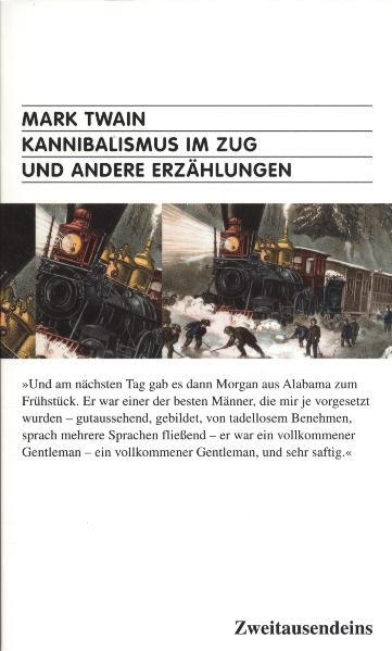 Kannibalismus im Zug! Mark Twains komischste Erzählungen im Taschenbuch. Zur Feier des Twain-Jubeljahrs 2010 neu übersetzt von Harald Raykowski & Lucien Depryck. Nicht die Abenteuer von Tom Sawyer und Huckleberry Finn haben Mark Twain berühmt gemacht - es war die Erzählung vom „berühmten Springfrosch von Calaveras County“, die 1865 in einer New Yorker Zeitung erschien. Mit ihr begründete er ein neues Genre: die amerikanische Short Story. Spannend, komisch, satirisch, mit verblüffenden Wendungen, sprachlich brillant und zeitlos. „Twain liest sich wie ein junger Autor von außerordentlichem Talent“, bewunderte Norman Mailer seinen großen Kollegen. Die Frankfurter Allgemeine kann dem nur zustimmen: „Twain ist modern.“ Er brachte als Erster mit Slang und Alltagssprache frischen Wind in die Literatur seiner Zeit. Seine Helden sind Chaoten und Lebenskünstler, die auf die Konventionen und Ideale der Salonliteratur pfeifen und vor allem eins vom Leben erwarten: großes Vergnügen. Jetzt erscheinen die besten und witzigsten seiner revolutionären Erzählungen aus Anlass des Twain-Jubeljahres (175. Geburtstag und 100. Todestag) in einer Neuübersetzung. Mit ihnen stieg er zum „ersten echt amerikanischen Schriftsteller“ (William Faulkner) auf. Aus dem Der berühmte Springfrosch von Calaveras County, Kannibalismus im Zug, Ein Tag an den Niagara-Fällen, Der gestohlene weiße Elefant, Die Eine-Million-Pfund-Note u.a.