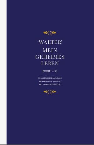 Ein unbekannter Engländer aus der Mitte des 19. Jahrhunderts hat ein Tagebuch seiner ganz persönlichen sexuellen Entwicklung vom Kind bis zum alten Mann verfasst. Die Fülle der erotischen Begegnungen und ihre Drastik frappieren bis heute. Angeblich soll sich hinter dem Pseudonym „Walter“ ein erfolgreicher, international tätiger Geschäftsmann verbergen, doch wenn man die Tagebücher liest, von denen es nur drei Originale gibt, lässt sich kaum vorstellen, dass er andere als sexuelle Interessen gehabt haben könnte. Michel Foucault erhob Walter „zur zentralen Figur einer Geschichte der modernen Sexualität“. Für ihn zeigt das angeblich so lustfeindliche viktorianische Zeitalter hier sein wahres Gesicht. Oder zumindest ein ganz anderes als das überlieferte. Dem Verleger Gerd Haffmans ist es zu verdanken, dass das „geheime Leben“, das lange Zeit nur in Auswahlbänden kursierte, in seiner Vollständigkeit auf Deutsch erschienen ist. Halbleinen. Fadenheftung. Lesebändchen.