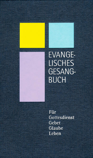 Prägung "Kirchliches Eigentum" auf der Umschlagrückseite. Ausgabe für die Evangelisch-lutherische Kirche in Thüringen: Gemeindeausgabe mit Harmoniebezeichnung, Prägung "Kirchliches Eigentum", Efalin blau