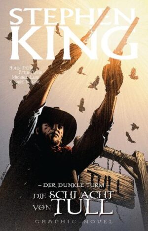 SHOWDOWN AM WÜSTENRAND… Stephen Kings Saga Der Dunkle Turm fasziniert die Leser seit 30 Jahren. Die Schlacht von Tull, der achte Band der epischen Graphic Novel, ist Teil der Adaption des Romans Schwarz, in dem Rolands große Suche nach dem Dunklen Turm ihren Anfang hat – oder ihr Ende? Roland Deschain, der letzte Revolvermann, ist dem Mann in Schwarz auf dessen Flucht dicht auf den Fersen. Dabei gelangt er auch nach Tull, dem letzten Vorposten der Zivilisation, bevor die unerbittliche Mohainewüste beginnt. Was wie eine verträumte Kleinstadt wirkt, erweist sich für Roland als albtraumartiger Vorhof zur Hölle.