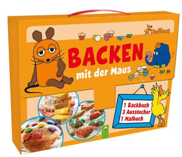 Großes Backvergnügen mit der Maus Ein Must-have für alle Maus-Fans! In diesem praktischen Kinderkoffer sind enthalten: 1 Backbuch und 3 Ausstechförmchen von Maus, Elefant und Ente aus der bekannten und beliebten Sendung mit der Maus (WDR). Tolles Extra: 1 Ausmalbuch mit Maus, Elefant und Ente. Das Backbuch enthält jede Menge Rezepte für köstliche Kuchen und leckere Plätzchen, die Kindern gelingen und schmecken. Mit den Maus-, Elefant- und Ente-Förmchen ist das Backen kinderleicht. Die selbstgebackenen Plätzchen kann man dann beim Ausmalen der Lieblingsfiguren im großen Malbuch vernaschen.