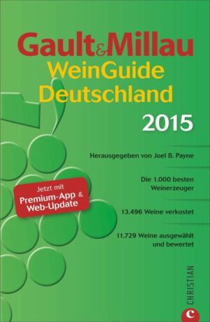 Das unabhängige Standardwerk der deutschen Weinszene, herausgegeben von Joel B. Payne! Die 1.000 wichtigsten und interessantesten Weingüter Deutschlands werden in Kurzporträts vorgestellt, über 8.000 Weine einzeln bewertet. Ausführliche (Kontakt-)informationen, Besichtigungstipps und Trinkempfehlungen machen den Gault&Millau WeinGuide Deutschland zum unverzichtbaren Begleiter von Sommeliers und Freunden deutscher Weine!