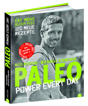 PALEO - Power every day Nach dem Erfolg von PALEO - Power For Life kommt jetzt der zweite Teil des Paleo Kochbuchs. PALEO - Power Every Day. 120 kreative & leckere Rezepte für den Alltag. Egal ob Frühstück, Lunchbox oder für Gäste - alles ist 100% Paleo und mit überall verfügbaren Zutaten leicht nachzukochen. Aber PALEO ist mehr als nur Steinzeiternährung. Das Buch zeigt auf, wie ein ganzheitlicher PALEO Lifestyle zu langfristiger Gesundheit und Fitness verhilft. Egal ob Bewegung, Schlaf oder Stress - der menschliche Körper ist in vielerlei Hinsicht noch an das Leben unserer Urahnen gewöhnt. Der Erfolg gibt Paleo Recht Paleo ist die einzige Ernährungsform, die im Einklang mit unseren Genen für langfristige Fitness und Gesundheit sorgt. Das merken immer mehr Menschen, die die Steinzeit Diät ausprobieren. Egal ob Abnehmen, Fitness steigern, Hautunreinheiten bekämpfen oder ernsthafte Krankheiten heilen - es gibt unzählige Paleo Erfolgsgeschichten. Und die Zeit für Paleo ist reif. Viele Menschen kämpfen mit Übergewicht, degenerativen Krankheiten oder mit Problemen aufgrund von Laktoseintoleranz oder Glutenunverträglichkeit - da kommt das Paleo Konzept mit seinem nachhaltig gesunden Ansatz und gleichzeitigem Genuss-Aspekt gerade Recht. 120 Paleo Rezepte - getestet von ausgewählten Paleo360.de-Lesern Die Paleo-Rezepte stehen auch im zweiten Paleo Kochbuch im Vordergrund - 100% gesund & alltagstauglich mit ausschließlich natürlichen Zutaten. Glutenfrei, Laktosefrei. Zuckerfrei. Und der Genuss kommt nicht zu kurz - das bestätigen die ausgewählten Testkocher des Blogs. Die Steinzeitrezepte sind besonders einfach zuzubereiten und somit gerade im stressigen Alltag eine ideale Lösung um eine gesunde Ernährung nach Paleo umzusetzen. Die Highlights der Steinzeit Küche in diesem Kochbuch sind -Viele kreative Frühstücksrezepte - auch ohne Ei -Gerichte für die Lunchbox - zum Mitnehmen auf die Arbeit -Satt in 20 Minuten - Leckere Rezepte in kurzer Zeit -Der Rezepte Baukasten - über 100 leckere Kombinationen von Hauptspeisen und Beilage -Saisonale Lieblingsgerichte - Für jeden Monat im Jahr das beste aus saisonalen und regionalen Zutaten -Köstliche Snacks für zwischendurch und Desserts die so lecker sind, dass sie fast gar nicht gesund sein dürften -Selber machen ist in - Leckere Grundzutaten ganz ohne Zusatzstoffe zaubern - egal ob Rinderbrühe, Mandelmilch, Currypaste oder Sauerkraut. Die Paleo Lifestyle - mehr als nur Ernährung Paleo ist keine Diät. Paleo ist ein Lifestyle. Neben der langfristigen Ernährungsumstellung hilft der Paleo-Gedanke in vielen Lebensbereichen gesünder zu leben. Egal ob Qualität & Quantität von sportlicher Aktivität, Stress oder Schlaf - das Buch zeigt auf, wofür der menschliche Körper gemacht ist und gibt praktische Tipps für den Alltag. Natürliche Fitness ohne Geräte, Barfußlauf, richtig Schlafen und ausreichend Zeit für Entspannung sind nur einige Themen in PALEO - Power Every Day. Ganz nach dem Motto. EAT real food. MOVE naturally. SLEEP to recover. FEEL your instincts. Die Paleo360 Challenge - Volle Motivation für deine Gesundheit Schlau reden kann jeder - deswegen gibt es die Paleo360 Challenge. 30 Tage (oder mehr) nicht nur Paleo essen sondern auch leben. Die Challenge umfasst die Ernährung nach Paleo (EAT), mind. 15 Minuten tägliche Bewegung (MOVE), ausreichend Zeit für Schlaf (SLEEP) sowie Entspannung & Erholung (FEEL). Also alles was du brauchst, um langfristig gesund & fit zu werden oder zu bleiben. Absolviere die Challenge im Team mit Freunden, Familie & Kollegen und motiviere dich über ein Punktesystem. So steigerst du Motivation und die Chancen, deine persönlichen Ziele zu erreichen. Die Autoren - kochverrückt und naturverliebt Die Autoren Michaela & Nico sind die Betreiber der bekanntesten deutschen Paleo Community (www.paleo360.de). Die beiden ernähren sich seit ca. 3 Jahren nach Paleo und haben die Erfolge bereits am eigenen Leib gespürt Nico konnte seine damals kritischen Blutzucker und Fettwerte deutlich verbessern, bekam reinere Haut und kann heute viel besser schlafen. Michaela konnte durch Paleo ihre Symptome von Asthma und Allergien deutlich abschwächen und hat heute viel mehr Energie. Die beiden genießen die Zeit in der Küche beim Ausprobieren neuer Rezepte mit natürlichen und unverarbeiteten Lebensmitteln. Der Paleo Gedanke hört für beide aber nicht beim Essen auf. Egal ob Schlaf, Bewegung, Entspannung oder Natur - die beiden versuchen sich in allen Aspekten des Lebens daran zu orientieren, wofür der menschliche Körper durch die Evolution geformt wurde. Vor allem die Kombination von Bewegung und Natur hat es ihnen angetan - sie verbringen jede freie Minute beim Wandern in den Bergen. InhaltsverzeichnisVorwortDie Paleo360-ChallengeWir fordern dich herausDie Paleo360-Challenge RegelnEs geht los - Checkliste für den StartDie Challenge im Team / PunktesystemDein Challenge Erfolg Was du wissen solltestRezepteFrühstückIntermittierendes FastenFür die Lunchbox Satt in 20 Minuten Suppen, die satt machen Rezepte Baukasten - hier kannst Du kombinierenRezepte Matrix Unser Lieblingsmenü NahrhaftesBeilagen / Gemüse SalateDips & Saucen Unsere saisonalen LieblingsgerichteKleine SnacksDessert und SüßesSelbstgemachtesPaleo der Lifestyle Einleitung Der Paleo LifestyleEAT real food MOVE naturallySLEEP to recoverFEEL your instinctsNoch mehr gesunde RitualeSuchen & FindenRegisterDanke + Impressum