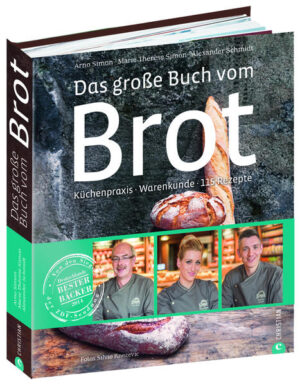 Das Einmaleins des Brotbackens Gutes Brot ist ein Stück Heimat. Und unsere Heimat ist es auch, die mit echter Tradition aufwarten kann. Denn wo gibt es mehr Brotvielfalt als in Deutschland? Die Gewinner der ZDF-Sendung Deutschlands bester Bäcker 2014 öffnen im neuen Standardwerk zum Thema Brot ihre Pforten und verraten ihre Tricks. Schauen Sie Alexander Schmidt beim Kneten über die Schulter und erfahren Sie von Arno Simon, worauf es bei gutem Mehl wirklich ankommt. Für die süßen Genüsse wie Hefezopf oder Rosinenbrötchen ist Marie Thrse Simon zuständig. Mit bebilderten Step-Anleitungen und 115 Rezepten von Wurzelbrot bis Kartoffelbrötchen kommen auch Sie ganz einfach zum selbst gemachten Brotgenuss. Das große Buch vom Brot - Küchenpraxis Wann ist der Teig fertig gegangen und wie knete ich richtig? Ist das Brot noch zu retten was tun bei Pannen? Mit bebilderten Step-Anleitungen für Grundteige und Knettechniken Warenkunde Welches Mehl mit welchem Ausmahlungsgrad ist das richtige? Wieso spielt die Qualität von Salz und Wasser eine Rolle? Warum ist Weizen unverzichtbar? Rezepte 115 Rezepte von Sauerteigbrot bis Dinkelbaguette Besondere Brote mit alten Getreidesorten und Pseudogetreide Mit Brötchen, Kleingebäck und süßem Backwerk Inhalt Einführung Arno Simon Von der Bedeutung des Brots Alexander Schmidt Schluss mit der Bequemlichkeit Marie Thrse Simon Die süßen Dinge des Lebens Sabine Simon Leidenschaft und Fantasie Warenkunde Mehl was ist das eigentlich? Von echtem Schrot und Korn Ohne Weizen kein Croissant Alte Getreidesorten Hefe was geht da vor sich? Sauerteig den Ägyptern sei Dank Die wichtigste Zutat von allen Die Prise Salz fürs Brot Für die süßen Varianten Milch für viele immer noch unentbehrlich Viel mehr als einfach süß Geschmackvolle Ergänzungen Nüsse, Früchte, Samen Küchenpraxis Über den großen Teig Starterkultur und Anstellgut Ein Stück Backkunst Gut kneten sonst ist der Ofen aus Schluss mit der Verwirrung Oberflächlich, aber von tiefer Bedeutung Gegen den Knoten im Finger Von Teigruhe und Stückgare Nebel im Ofen Damit das Brot lange frisch bleibt Backöfen von der Antike bis zur Moderne Von echten und unechten Fehlern >li>Backformen Rezepte Weizenbrote Dinkelbrote Roggenbrote Besondere Brote Kleingebäck Süßes Backwerk Glossar Register Bezugsquellen Partner Dank Impressum