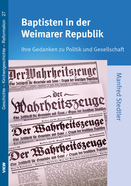 Die baptistische Zeitschrift ‚Der Wahrheitszeuge’ wird daraufhin untersucht, wie sich der Schriftleiter und andere Autoren zu Politik und Gesellschaft der Weimarer Republik (1919-1932) äußerten, insbseondere zu Demokratie, Sozialismus und Nationalsozialismus. Inmitten der Wirren der Weimarer Republik (1919-1932) versuchen die Baptisten, ihre Missions- und Gemeindearbeit in Deutschland voran zu treiben. Half ihr Glaube ihnen, die Herausforderungen der Zeit zu bewältigen? Wie fühlten und dachten sie, und warum waren manche Entwicklungen, die heute allgemein akzeptiert sind, für viele ein Schock, während andere begründet wurden? Und wie reagierten baptistische Autoren auf die drei großen politischen Konzepte (Demokratie, Sozialismus, Nationalsozialismus), die damals um die Herrschaft rangen? In diesem Buch wird die baptistische Zeitschrift ‚Der Wahrheitszeuge’ daraufhin untersucht, wie sich der Schriftleiter und andere Autoren zu Politik und Gesellschaft äußerten, welche vorbewussten Prägungen und Mentalitäten darin zum Ausdruck kommen und welche Rolle die Bibel in dem Ganzen spielte. Manfred Stedtler ist Pastor der Freien evangelischen Gemeinde Halle (Saale). Geschichtsstudium mit den Nebenfächern Politik und Evangelische Theologie an der Universität Leipzig, 2001 Magister Artium. Später berufsbegleitendes Theologiestudium am Martin Bucer Seminar in Chemnitz.