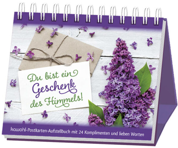 Du bist ein Geschenk des Himmels! Hochwertiges Aufstellbuch mit jeweils 24 liebevoll gestalteten Postkarten. Sie können die stilvollen Worte und Bilder als Buch verschenken-oder selber genießen. Und es gibt früher oder später die Möglichkeit, die perforierten Karten mühelos einzeln zu entnehmen, um damit sich selbst oder anderen eine Freude zu machen. Denn wer die Motive auf sich wirken lässt, fühlt sich wertgeschätzt, ermutigt oder gesegnet. Format: 17 x 14 cm, Spiralbindung mit stabilem Aufsteller, 24 Karten 17 x 12 cm