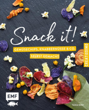 Gemüsechips sind die perfekten Knabbereien für den Fernsehabend oder die Party mit Freunden - eine super Alternative zu Chips, Erdnussflips & Co. und dabei auch noch gesund! „Snack it“ präsentiert 20 einfache Rezepte für Rote-Bete-Chips, Rosmarin-Popcorn, marokkanische Nussmischungen und Lemonbites, die Couch-Potatoes und Partymäuse glücklich machen.