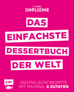 Für Naschkatzen - mit Geling-Garantie! Dass Nachtisch wirklich jedem gelingen kann und auch keine stundenlange Zubereitung erfordert, stellt „Das einfachste Dessertbuch der Welt“ unter Beweis - mit 150 fruchtig-leichten und schokoladig-intensiven Dessert-Variationen, die mit maximal 6 Zutaten in 20 Minuten auf dem Tisch stehen. Tartes, Cremes, süßes Fingerfood, für jeden ist das perfekte Dessert dabei. Apfel-Honig-Tarte, Karamellcreme, Tarte au Chocolat und Amaretti-Creme mit Himbeeren sind nur eine kleine Auswahl der schnellen und unkomplizierten Rezepte. Einige Desserts sind für verschiedene Diäten und Allergien geeignet: sie kommen teilweise ohne Zucker, Mehl oder weitere Allergene aus, manche sind sogar vegan. Durch das reduzierte und klare Layout mit Zutatenfotos und extragroßer Schriftgröße sind die Rezepte schnell erfassbar.