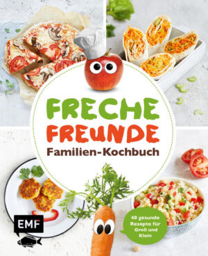 Die Essgewohnheiten von Kindern positiv zu beeinflussen und schon die Kleinsten zu großen Obst- und Gemüsefans machen – das ist die Mission der Marke "Freche Freunde". Bekannt geworden ist das Start-up durch die TV-Sendung "Die Höhle der Löwen", ihre Kindersnacks mit den lustigen Kulleraugen kennt heute jeder. Mit ihrem Familienkochbuch wollen die Frechen Freunde ihre Mission weiter voranbringen: Kochen macht Spaß und ist für Groß und Klein der ideale Weg, sich schon früh mit gesunder Ernährung auseinanderzusetzen. Mit 40 Rezepten von Hauptgerichten, die jedem schmecken, über fruchtige Snacks zu obstigen Desserts sowie jeder Menge frecher Tipps von Alfred Apfel, Bob Banane, Karl Karotte und Co. wird das Kochen jetzt kinderleicht!