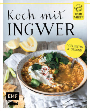 1 Zutat - 25 unterschiedliche Gerichte: hier steht der Ingwer im Mittelpunkt! Ingwer ist Küchengewürz und Heilmittel in einem. Er liefert eine angenehm feine Schärfe, die erfrischend und würzig ist, und wird frisch, getrocknet und gemahlen verwendet. Der gelben Knolle werden viele gesundheitsfördernde Eigenschaften nachgesagt: Sie gilt als entzündungshemmend und reinigend, zudem kurbelt sie Stoffwechsel und Kreislauf an, regt die Durchblutung an und kommt auch gegen Übelkeit und Magenschmerzen zum Einsatz. Egal, ob Orangensalat mit Ingwerdressing, Ingwer-Reis mit Paprika oder Apfel-Ingwer-Smoothie - Ingwer schmeckt in herzhaften Hauptspeisen, als Ingwertee und in Smoothies, in Salaten, Dips, Suppen, Plätzchen und Kuchen.