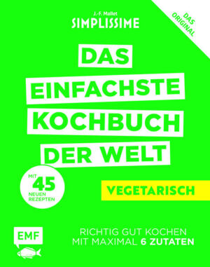 Vegetarisch geht immer: „Das einfachste Kochbuch der Welt - vegetarisch“ als kompakte Ausgabe zum Mitnahmepreis. 45 neue und leckere Rezepte mit nur 3 bis 6 Zutaten. Das bekannte Simplissime-Design garantiert ein schnelles Nachkochen, dank Zutatenfotos und einfacher Kochanleitungen. Von Nudelsalat mit Fenchel und Oliven über Artischocken-Avocado-Risotto bis zu gefüllten Feigen mit Walnüssen. Vegetarisch und gesund Kochen ohne großen Einkauf.