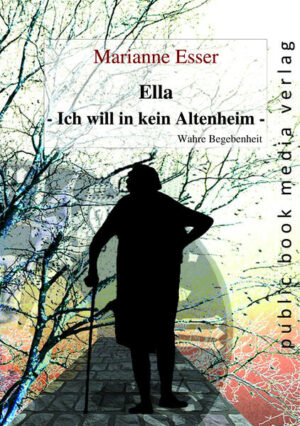 Jeder Mensch wünscht sich, bis zum Lebens­abend gesund und fit zu bleiben und in seiner eigenen Wohnung bleiben zu können. Auch der über 90-jährigen Ella geht es so und ihre Familie versucht so lange wie möglich, ihr diesen Traum zu erfüllen. Doch wie soll man reagieren, wenn man merkt, dass es einfach nicht mehr geht? Die Autorin erzählt von dem Konflikt mit der Schwester ihrer Schwiegermutter, als diese in ein Altersheim umziehen soll. Ebenso stellt sie ihren inneren Gewissenskonflikt dar, der zwischen der Er­leichterung, endlich ein Problem gelöst zu haben, und den Schuldgefühlen der geliebten Person gegenüber schwankt. Die Autorin Marianne Esser schildert ihre persönlichen Erlebnisse in einem kleinen Buch, dass Gefühle offenbart, aber auch jedem Hoff­nung geben kann, der sich in einer ähnlichen Situation befindet.
