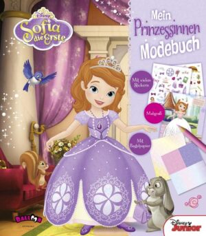 Modespaß für kleine Prinzessinnen mit Sofia, der ganzen Königsfamilie und Sofias Freundinnen! In diesem Modebuch warten tolle Design- Tipps, Kleider zum Gestalten, viele Sticker und schönes Bastelpapier auf dich!