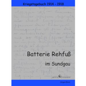 Seit einigen Jahren beschäftige ich mich mit der Spurensuche und Dokumentation an der ehemaligen Front im Sundgau. Auf der Suche nach entsprechenden Dokumenten im Hauptstaatsarchiv in Stuttgart, fiel mir im Sommer 2011 dieses Kriegstagebuch in die Hände. Es besteht aus insgesamt 10, mit Bleistift in Kurrentschrift (umgangssprachlich als Sütterlinschrift bezeichnet) verfassten Heften, wovon die ersten drei Bände schon in die deutsche Normalschrift transkribiert sind. Schon die ersten Seiten waren faszinierend: Rehfuß kam mit einer Artillerie-Batterie von Stuttgart nach Breisach und Sasbach und schließlich in den Sundgau (Oberelsass), wo er, bis auf kürzere Einsätze an anderen Fronten, bis zum Kriegsende stationiert war. Somit stand für mich fest: Das gesamte Tagebuch muss transkribiert und auf irgendeine Weise veröffentlicht werden. Es soll nicht im Archiv verstauben, sondern als historisches Dokument der lokalen Forschung und vor allem den interessierten Lesern, insbesondere den Bewohnern des Sundgaus zugänglich sein. Fast täglich machte Rehfuß in seinem Tagebuch Eintragungen. Besonderes Augenmerk legte er auf die Verpflegung. So schrieb er im Januar 1915, dass bei Bisel noch alle Früchte, Rüben und Kartoffeln draußen auf den Feldern liegen, aber schon Ende Februar, dass das Frühstück durch "stramme Haltung" ersetzt wurde. Zur Selbstversorgung hielt er sich Hühner, Hasen, Gänse und Schweine, auch ein Gemüsegarten wurde angelegt. Öfters erwähnt und lobt er die Franzosen, spricht von "achtenswerten Gegnern", zollt ihnen Respekt und bewundert ihre hervorragenden artilleristischen Fähigkeiten. Er war zunächst bei Feldbach in Stellung und wurde danach bei Altkirch, Hirsingen und Heimersdorf eingesetzt. Mehrfach wurde er mit seiner Batterie abgezogen um für Tage oder Wochen an anderen Kriegsschauplätzen, wie dem Hartmannsweilerkopf, dem Hilsenfirst, Reichsackerkopf und an der Somme zum Einsatz zu kommen. Die einzelnen Stellungs- und Quartierwechsel hat er jeweils beschrieben, und meistens mit einem Kommentar zur Qualität seiner Unterkunft versehen. Die Batterie Rehfuß war die 3. Batterie des Königlich-Preußischen Landwehr-Fußartillerie-Bataillons Nr. 13. Da mir auch das Buch über die Geschichte dieses Bataillons zur Verfügung steht, konnte ich das Tagebuch mit Informationen und Bildern aus der Geschichte des Bataillons ergänzen. Hinzu kommen noch einige, bisher unveröffentlichte Bilder aus Privatsammlungen. Das Buch umfasst 488 Seiten und ist mit 138 Bildern, Karten und Skizzen reichlich illustriert.