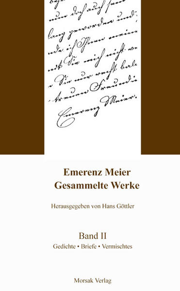 Band II der überarbeiteten und korrigierten Zweitauflage der Werkausgabe (1991) der Bayerwalddichterin Emerenz Meier (1874-1928) enthält ihre Gedichte und Briefe sowie Vermischtes aus ihrem literarischen Nachlaß. - Die lyrischen Texte der Dichterin reichen von ironisch-humorvollen Mundartversen („D’Neb’nsach’“) und idyllisierender Bayerwaldpoesie („Mein Wald, mein Leben“) bis zu ernster, philosophisch-politischer Gedankenlyrik in freien Rhythmen („Zu Sais“) oder gereimt („An Wilson“)